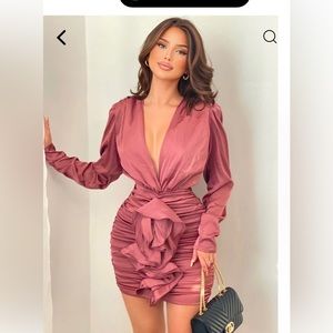 “All ruffled up satin mini dress” from Fashion Nova